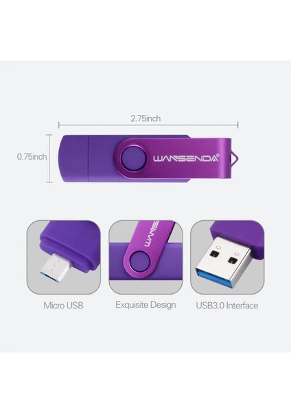 Lacivert 256GB Wansenda USB 3.0 USB Flash Sürücü Otg Kalem Sürücü 8gb 16GB 32GB 64GB 256GB Pendrive USB 3.0 128GB Mikro Memory Stick Flash Sürücü (Yurt Dışından)