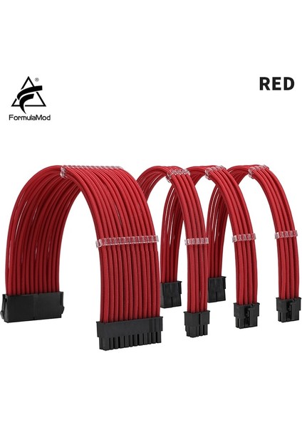 Kırmızı Kit B Formulamod Nck1 Serisi Psu Uzatma Kablosu Kiti, Düz Renk Kablo Katı Combo 300MM ATX24PIN PCI-E8PIN CPU8PIN Taraklı (Yurt Dışından)