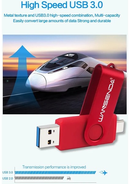 Kırmızı 64GB Wansenda USB Flash Sürücü 512GB 256GB USB 3.0 Kalem Sürücü 128GB Type C Android/pc Için Cle USB Bellek 64GB Pendrive 32GB Memoria USB (Yurt Dışından) indirimleri