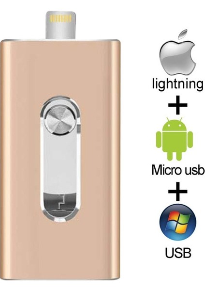 Altın 64GB Metal USB Flash Sürücü 128GB Otg Kalem Sürücü 32GB 64GB iPhone 11 Pro/xr/xs Max Için USB 3.0 Flash Disk USB Bellek Çubuğu 256GB (Yurt Dışından)