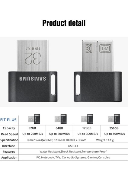 Be3 Microusb 64G Samsung USB Stick 64GB 3.1 USB Flash Sürücü 128 GB Pendrive 128GB Kalem Sürücü 256GB Mini USB Bellek Diski Bilgisayar Telefonu Için Anahtarda (Yurt Dışından)