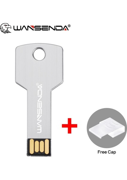 Gümüş 16 GB Wansenda Anahtar USB Flash Sürücü Su Geçirmez Kalem Sürücü 128 GB 64 GB 32 GB 16 GB 8 GB Pendrive Bellek Disk 2.0 Thumbdrive (Yurt Dışından)