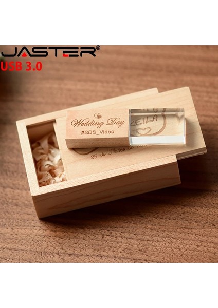 Ceviz Kutu Yok 32GB Jaster Kristal Ahşap USB Flash Sürücü 3.0 Pendrive 4gb 8gb 16GB 32GB 64GB 128GB Kalem Sürücü Düğün Hediyesi Özel Logo Ürünleri (Yurt Dışından) modelleri