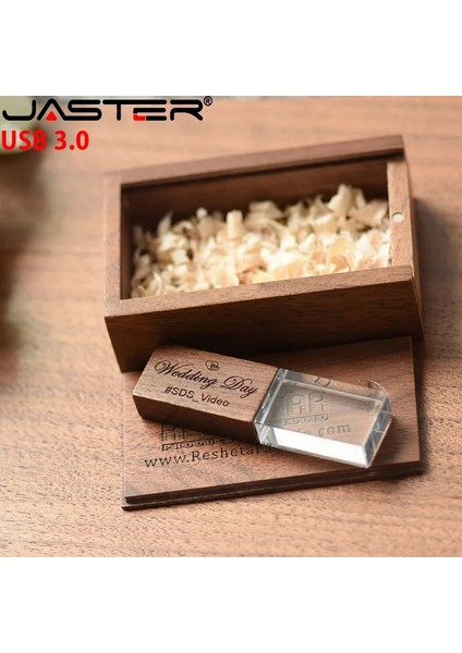 Ceviz Kutu Yok 32GB Jaster Kristal Ahşap USB Flash Sürücü 3.0 Pendrive 4gb 8gb 16GB 32GB 64GB 128GB Kalem Sürücü Düğün Hediyesi Özel Logo Ürünleri (Yurt Dışından) fırsatları