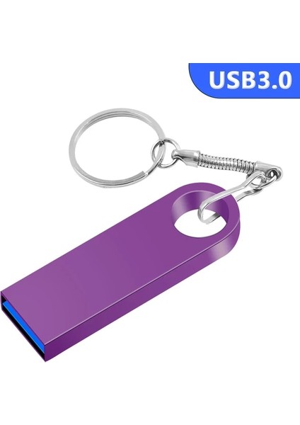 Mor 3.0 16GB Metal Anahtarlık USB 3.0 Flash Sürücü Metal Kalem Sürücü 128GB 64GB 32GB 16GB 8gb Pendrive Su Geçirmez Bellek USB Sopa Yüksek Hızlı (Yurt Dışından)