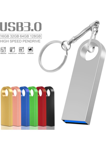 Mor 3.0 16GB Metal Anahtarlık USB 3.0 Flash Sürücü Metal Kalem Sürücü 128GB 64GB 32GB 16GB 8gb Pendrive Su Geçirmez Bellek USB Sopa Yüksek Hızlı (Yurt Dışından) modelleri