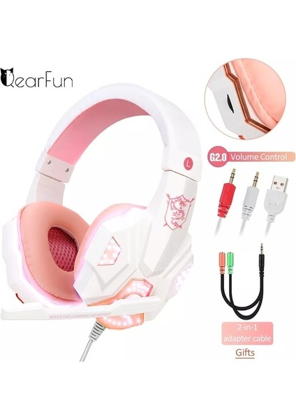 Beyaz Pembe Pc Dizüstü Qearfun Yeni Pembe Kulaklıklar Pc Kızlar Için Oyun Kulaklığı Mikrofon Gamer Için Ps4 Windows Xp/7/8/10 Dizüstü Bilgisayar Telefon (Yurt Dışından)