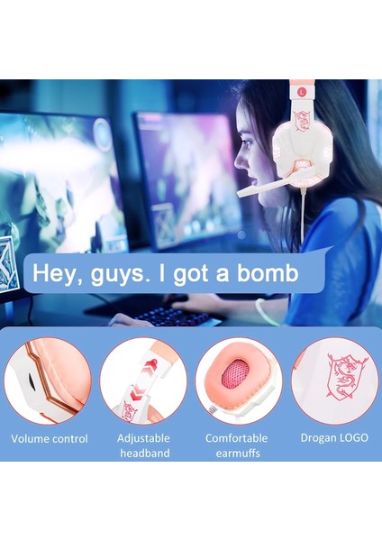 Beyaz Pembe Pc Dizüstü Qearfun Yeni Pembe Kulaklıklar Pc Kızlar Için Oyun Kulaklığı Mikrofon Gamer Için Ps4 Windows Xp/7/8/10 Dizüstü Bilgisayar Telefon (Yurt Dışından) fırsatları