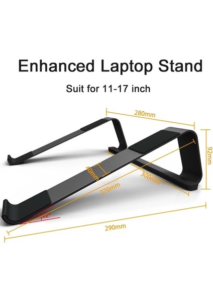Siyah Geliştirilmiş 11-17 Inç Alüminyum Alaşımlı Dizüstü Bilgisayar Standı Taşınabilir Taban Dizüstü Bilgisayar Standı Tutucu Macbook Air Pro Için Kaymaz Bilgisayar Soğutma Braketi (Yurt Dışından)