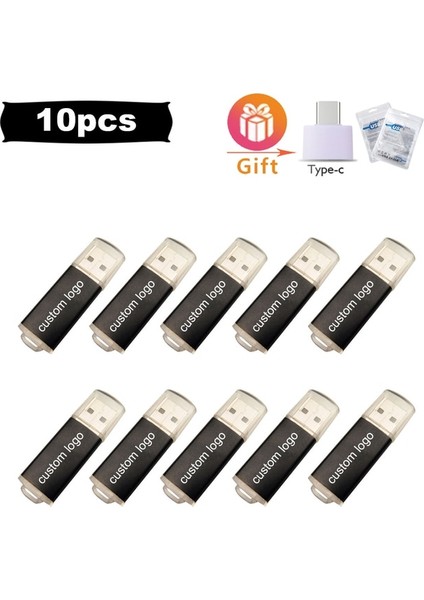 Siyah 2.0 2 GB x 10 Adet Ücretsiz Özel 10 Adet USB Flash Sürücüler Kalem Sürücü 256 MB 512 MB 1 GB 2 GB 4 GB 8 GB 16 GB Флешка USB Pendrive Memory Stick 32 GB 64 GB USB (Yurt Dışından)