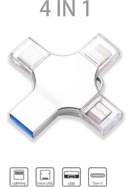 Gümüş 32 GB Yüksek Hızlı USB Flash Sürücü 256 GB Yıldırım Otg Kalem Sürücü 128 GB Gümüş Type-C Bellek Çubuğu 64 GB 4'ü 1 Arada Iphone Için Mikro USB Çubuk (Yurt Dışından) fiyatları