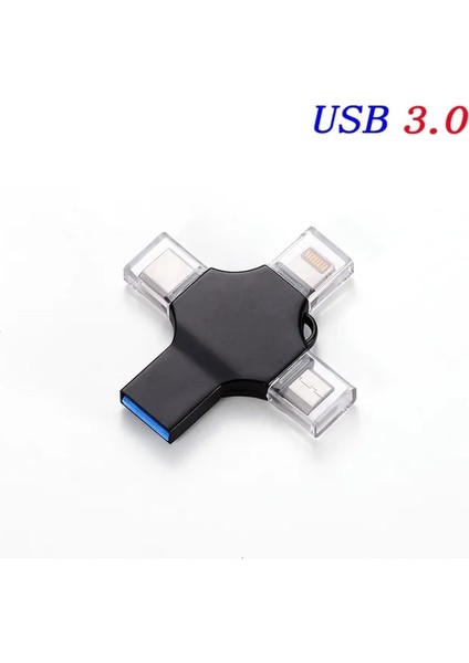 Siyah USB 64GB Jaster Kalem Sürücü Tipo C Otg USB Flash Sürücü 3,0 Para Iphone ipad Android 16GB 32GB 64GB 128GB 256GB Pendrive 4in1 (Yurt Dışından)