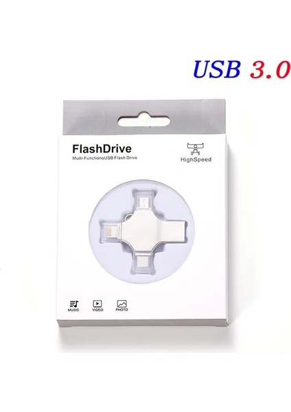 Kutulu Beyaz USB 64GB Jaster Pen Drive Tipo C Otg USB Flash Sürücü 3,0 Para Iphone ipad Android 16GB 32GB 64GB 128GB 256GB Pendrive 4in1 (Yurt Dışından)
