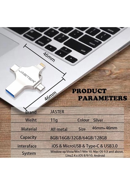 Kutulu Beyaz USB 64GB Jaster Pen Drive Tipo C Otg USB Flash Sürücü 3,0 Para Iphone ipad Android 16GB 32GB 64GB 128GB 256GB Pendrive 4in1 (Yurt Dışından) fırsatları
