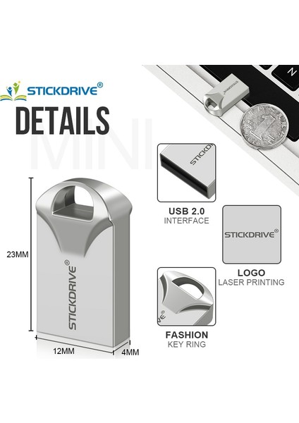 Gümüş 64GB Süper Mini Pendrive 16GB USB Flash Sürücü 32GB 64GB 128GB Minik Kalem Sürücü Depolama Aygıtı Basit Modern Hafıza Çubuğu U Disk (Yurt Dışından) fırsatları