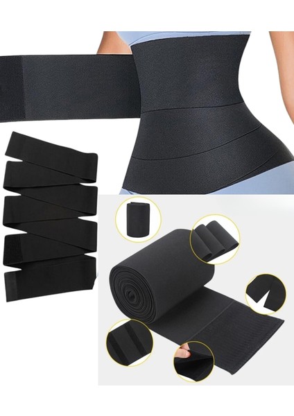 Tummy Wrap Waist Trainer 4 metre Korse Kemer  Toparlayıcı Sıkılaştırıcı Bel  Korse Kum Saati Görünümü  Bel Korsesi Zayıflama Kemeri Bele Dolamalı 4 metre Termal Sauna Kemer