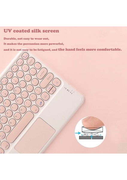 Yalnızca Fare Pembe Dokunmatik Yüzeyli Kablosuz Bluetooth Klavye iPad Keybaord Samsung Galaxy Xiaomi Huawei iPad 5 6 9.7 10.2 10.5 7 8th Air 4 (Yurt Dışından)