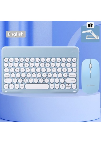 Mavi Bluetooth Klavye Kablosuz Klavye ve Fare Teclado iPad 10TH 2022 Xiaomi Samsung Huawei Tablet Android Ios Windows (Yurt Dışından)