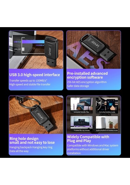 128 Gb-Lanyard Lexar Kalem Sürücü USB 3.0 V400 Şifreli USB Çubuğu Anahtar Bellek 100 Mb/s 32 GB 64 GB 128 GB Mac/pc/android Için Yaratıcı Flash Sürücüler (Yurt Dışından) modelleri