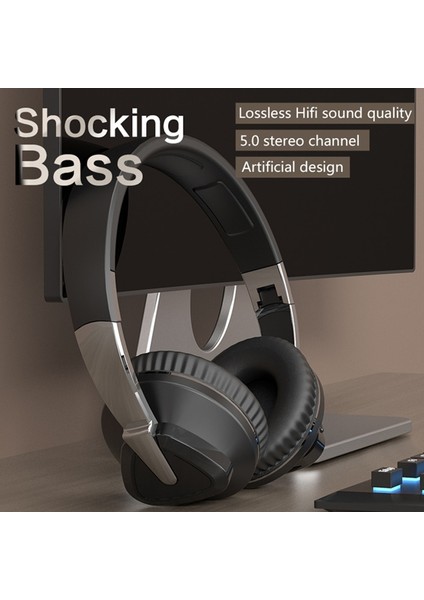 T Mavi Kablosuz Bluetooth Kulaklık Katlanabilir Stereo Bas Kulaklık Müzik Oyunu Kask Hediye Mic ile Dizüstü Bilgisayar Için USB Bluetooth Adaptörü Telefon (Yurt Dışından)