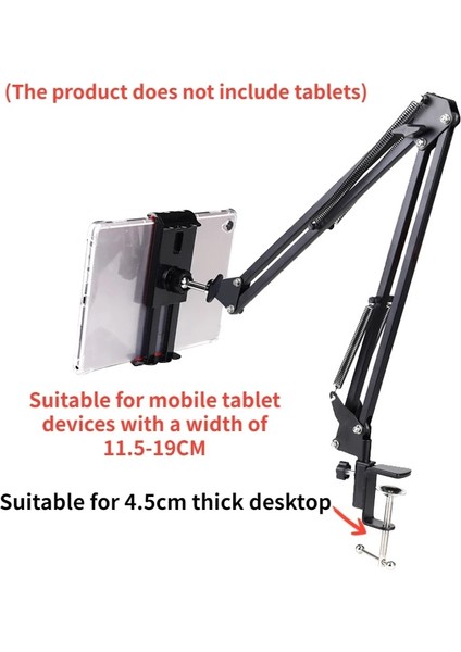 B Metal Masaüstü Standı Uzun Kol Tablet Standı Yatak Masaüstü Döner Braket Desteği Akıllı Telefon Tutucu Mikrofon Bomu (Yurt Dışından)
