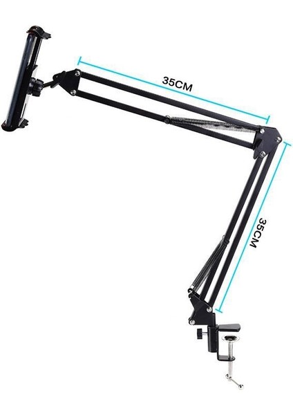 B Metal Masaüstü Standı Uzun Kol Tablet Standı Yatak Masaüstü Döner Braket Desteği Akıllı Telefon Tutucu Mikrofon Bomu (Yurt Dışından) fırsatları