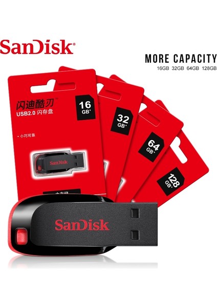 32GB Orijinal Sandisk CZ50 USB Flash Sürücü 64GB 16GB 32GB 128GB Kalem Sürücü Pendrive USB 2.0 Flash Sürücü Memory Stick Usb2.0 Disk Flash (Yurt Dışından)