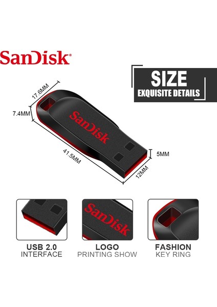 32GB Orijinal Sandisk CZ50 USB Flash Sürücü 64GB 16GB 32GB 128GB Kalem Sürücü Pendrive USB 2.0 Flash Sürücü Memory Stick Usb2.0 Disk Flash (Yurt Dışından)