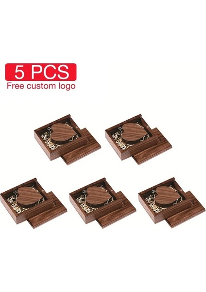 Ahşap Kutulu Ceviz 32 GB 5 Adet/grup Demir Kutu Memory Stick Ahşap Kalp USB Flash Sürücü Ücretsiz Özel Logo Kalem Sürücü 128 GB 64 GB 32 GB Fotoğraf Düğün Hediyesi (Yurt Dışından)