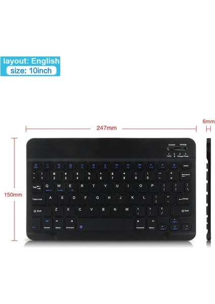 10IN Siyah Klavye Ajıuyu Mini Bluetooth Klavye Kablosuz Klavye Telefon Tablet Için Şarj Edilebilir Huawei Xiaomi Samsung Android Ios Windows Için (Yurt Dışından)