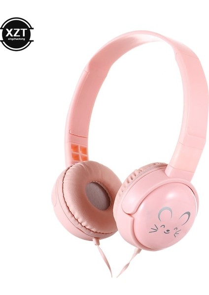 Pembe Sevimli Çocuk Kulaklıklar 3.5mm Jack 3D Stereo Müzik Kablolu Kulaklık Cep Telefonu iphone Dizüstü Hediye Için Mikrofon ile 90 ° Döndür (Yurt Dışından)