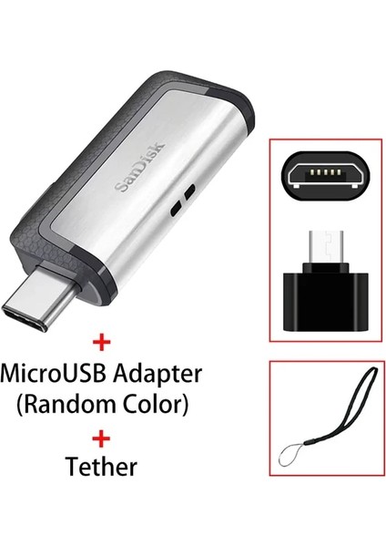 Sdddc2 A 16GB Sandisk Tip C Otg USB Flash Sürücü 128 GB Pendrive 128GB 64GB 32GB 256GB 16GB Pen Drive 3.1 Anahtar Bellekte USB Çubuk Disk (Yurt Dışından)