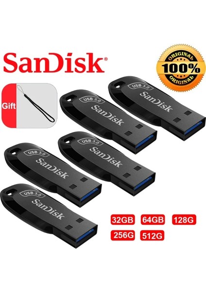 CZ410-5 Pcs 32GB Sandisk Flash Sürücü 100MB/S USB 3.0 32GB 64GB 128GB 256GB CZ410 Ultra Shift Siyah Memory Stick U Disk Mini Pendrive Bilgisayar Için (Yurt Dışından)