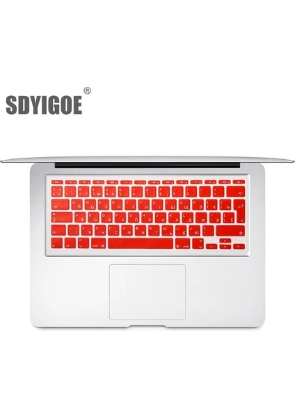 Kırmızı Mac Kitap Hava 11 Inç Rus Renkli Klavye Filmi Ab Silikon Klavye Koruyucu Kapak AIR11.6 A1465 A1370 Ru (Yurt Dışından)