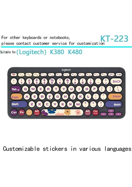 KT-225 Klavye Çıkartmalar Logitech K480 K380 Kablosuz Bluetooth Klavye Düğmesi Çıkartmalar Karikatür Anime Kişilik Yaratıcılık Sevimli (Yurt Dışından)