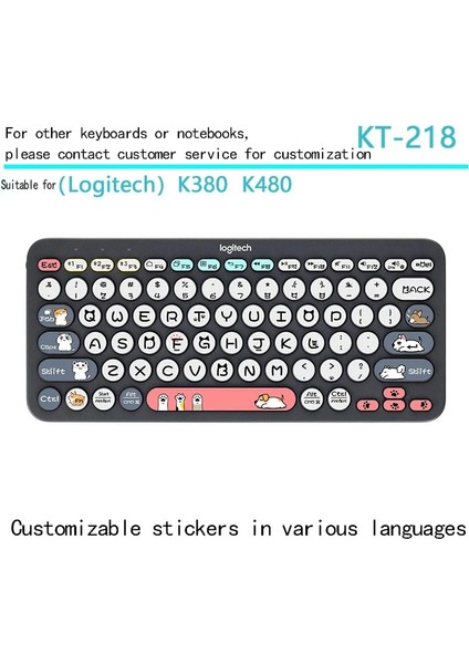 KT-225 Klavye Çıkartmalar Logitech K480 K380 Kablosuz Bluetooth Klavye Düğmesi Çıkartmalar Karikatür Anime Kişilik Yaratıcılık Sevimli (Yurt Dışından)