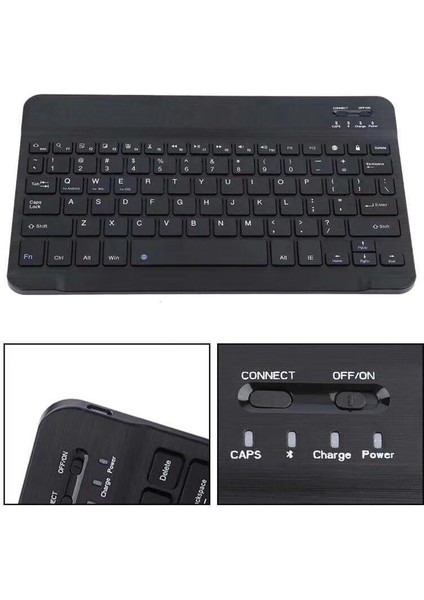 06 Tablet Klavyeler Klavye Şarj Kablosu Ipad Evrensel Deri Kılıf Apple Ipad Windows Android Ios 7 Inç/10 Inç (Yurt Dışından)