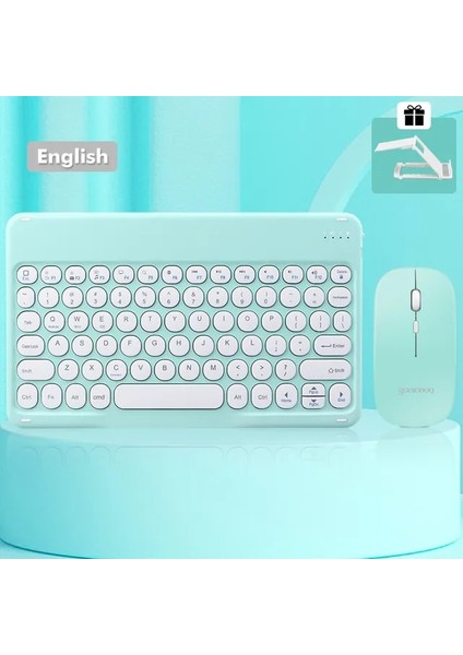 Yeşil Bluetooth Klavye Kablosuz Klavye ve Fare Teclado iPad 10TH 2022 Xiaomi Samsung Huawei Tablet Android Ios Windows (Yurt Dışından)