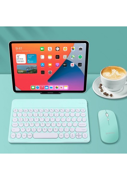 Yeşil Bluetooth Klavye Kablosuz Klavye ve Fare Teclado iPad 10TH 2022 Xiaomi Samsung Huawei Tablet Android Ios Windows (Yurt Dışından)