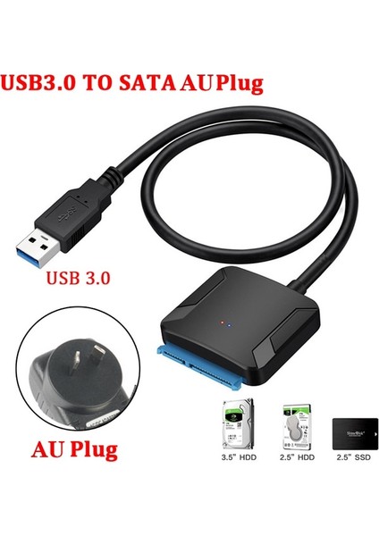 Au Tak ile 45 cm USB 3.0 Sata Adaptör Dönüştürücü Kablosu 2.5/3.5 Inç Harici HDD SSD Için Usb3.0/tip C'yi Sata Iıı Sabit Sürücü Adaptörüne Dönüştürün (Yurt Dışından)
