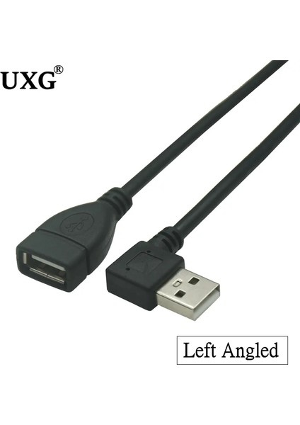 Düz 100 cm 10 cm 20 cm USB 2.0 A Erkek Kadın 90 Açılı Uzatma Adaptör Kablosu Usb2.0 Erkek Kadın Sağ/sol/aşağı/yukarı Siyah Kablo Kablosu (Yurt Dışından)