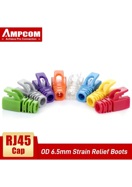 Beyaz 100 Adet Ampcom RJ45 Ethernet Ağ Kablosu Gerginlik Giderici Botlar Kablo Konektörü Fiş Kapakları Cat5 CAT5E Cat6 (Plastik) (Yurt Dışından)