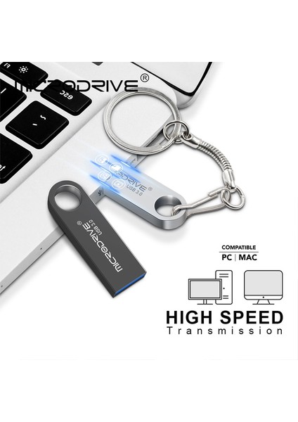 Gümüş 64GB USB Flash Sürücü 3.0 Memory Stick Pendrive 128GB 64GB 32GB Cle USB 3.0 Su Geçirmez 64GB 128GB Yüksek Hızlı Metal 3.0 Sopa (Yurt Dışından)