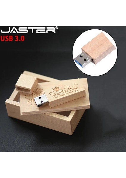 D 64GB Jaster USB 3.0 Fotoğrafçılık Müşteri Logosu Ahşap USB + Hediye Kutusu USB Flash Sürücü Ahşap Pendrive 8gb 16GB 32GB 64GB Düğün Hediyeleri (Yurt Dışından) fırsatları