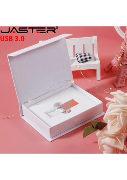 Beyaz Kutu ile 32GB Jasters USB Flash Kalem Sürücü 3.0 Kristal Çubuklar Baskı Özel Logo 4gb 8gb 16GGB 32GB 64GB 128GB Şeffaf Cam Hediye Pendrive (Yurt Dışından) fırsatları