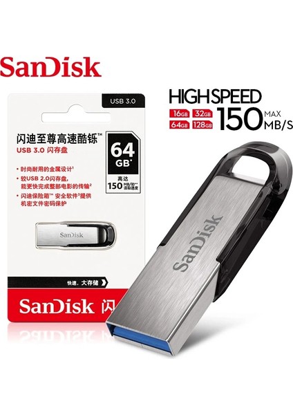 Siyah 64GB 100% Orijinal Sandisk USB 3.0 Flash Sürücü CZ73 Ultra Flair 32GB 64GB 128GB Kalem Sürücü 256GB Yüksek Hızlı Memory Stick (Yurt Dışından)