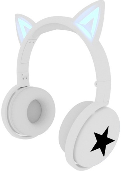 03 Kablosuz Kulaklık Bluetooth5.0 Bas Stereo Ses Kulaklık Kedi Kulak Kulaklık Pc Dizüstü Telefon Için LED Işıkları ile Mikrofon (Yurt Dışından)