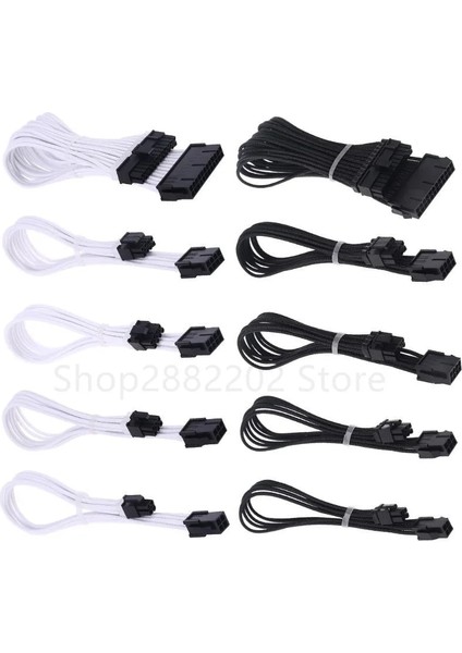 Beyaz-Atx Cpu 8pın Kol Uzatma Güç Kaynağı Kablosu 24-Pin A Tx/eps/8-Pin Pcı-E Gpu/8pin Cpu/6-Pin Pcıe/4pin Cpu Kablosu, Taraklı 18 Awg (Yurt Dışından)