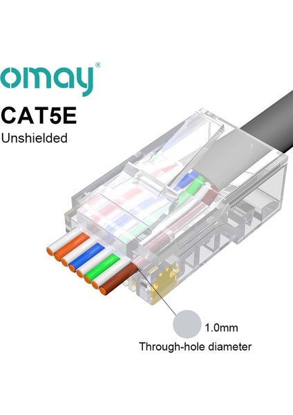 CAT5E Korumasız 100 Adet Omay Cat6/7 Cat5 Geçiş RJ45 Modüler Fiş Ağ Konnektörleri Utp 3/50μ Altın Kaplama 8P8C Ethernet Kablosu Için Sıkma Ucu (Yurt Dışından)