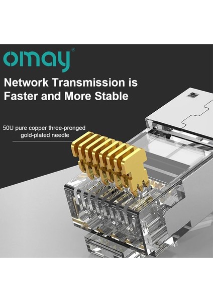 CAT5E Korumasız 100 Adet Omay Cat6/7 Cat5 Geçiş RJ45 Modüler Fiş Ağ Konnektörleri Utp 3/50μ Altın Kaplama 8P8C Ethernet Kablosu Için Sıkma Ucu (Yurt Dışından)